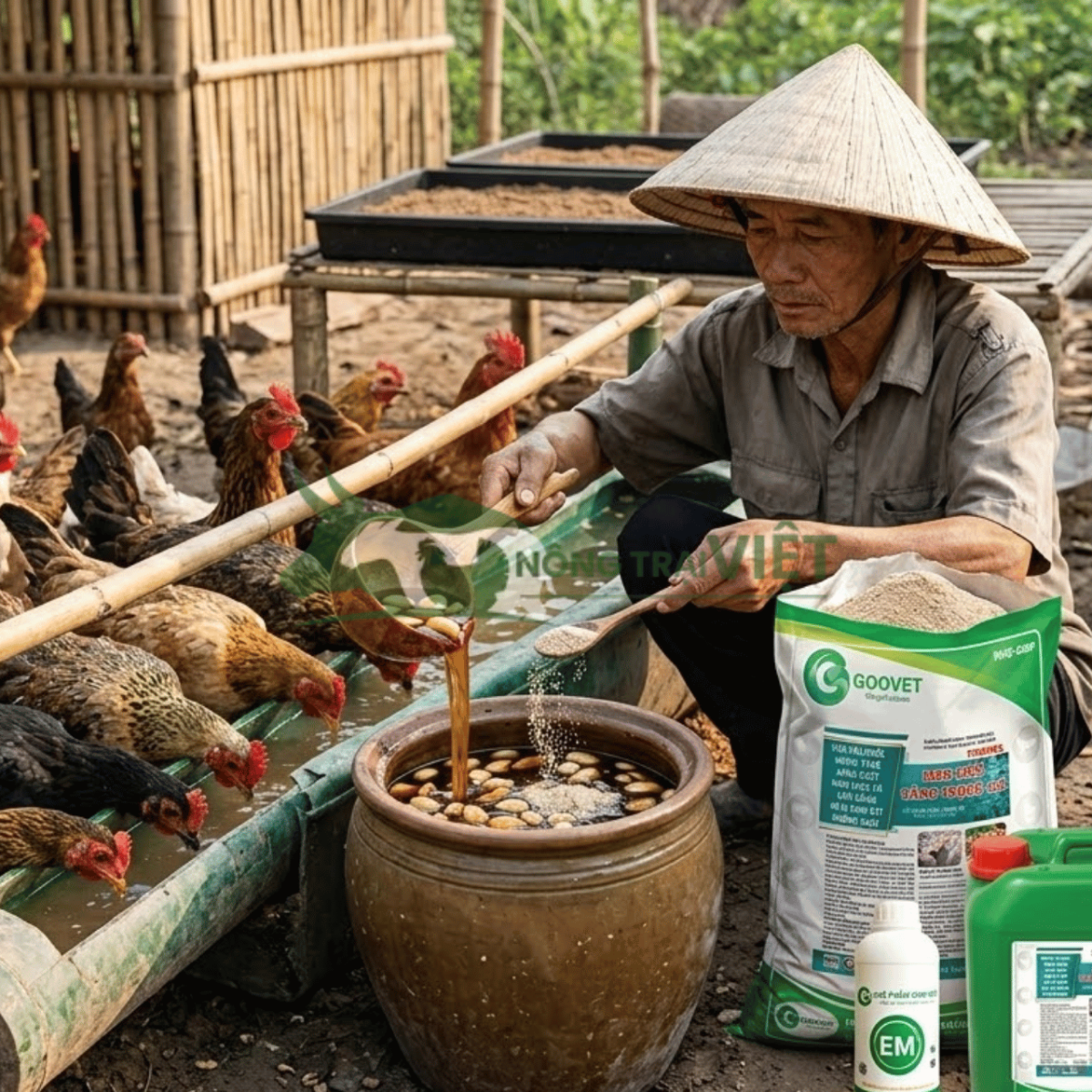 Pha men tỏi vào nước uống cho gà vịt giúp phòng bệnh đường ruột